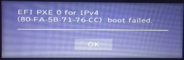 Efi network 0 for ipv4 boot failed lenovo что делать